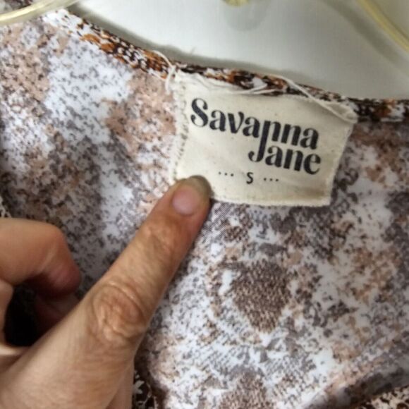 Savanna Jane Snake Print Embroidered Blouse Bell Sleeves Women's Size Small - Picture 5 of 8